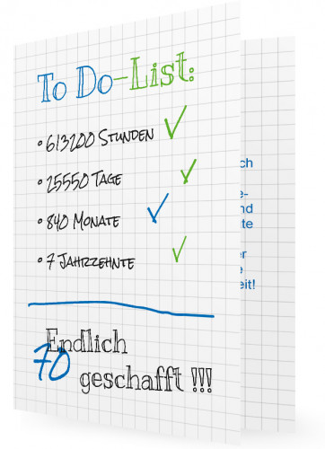 Einladung zum 70. Geburtstag, To Do-List