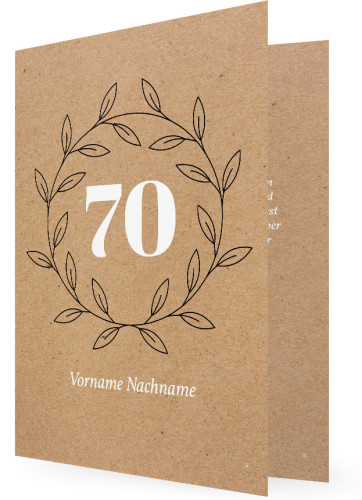 Einladungen 70., Kraftpapier-Optik Kranz