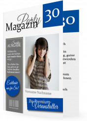 30. Geburtstag Einladung Vorlage, Magazin blau-grau