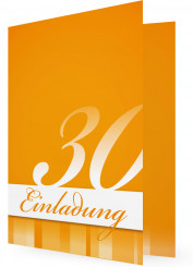 30. Geburtstag Einladungen Vorlagen, Ziffer auf Fläche, Orange