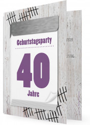 40. Geburtstag Einladung zur Party, Abreißkalender lila