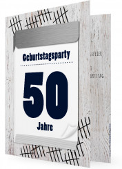 50. Geburtstag Einladung, Abreißkalender blau
