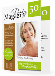 50. Geburtstag Einladung Vorlagen, Magazin limettengrün-braun