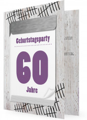 60. Geburtstag Einladungen, Abreißkalender lila