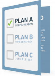 70. Geburtstag Einladung Vorlagen, Plan A, blau mit Stift