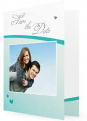 Ankündigung Hochzeit Karten drucken, Herzen türkis