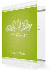 Dankeskarte für Hochzeit Vorlagen, Schwäne vor Hintergrund in grün