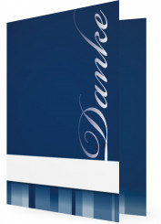 Dankeskarte für Geburtstag, Dunkelblaue Karte mit Streifen unten
