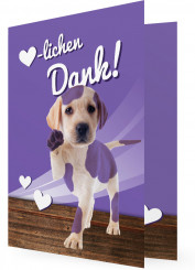 Dankeskarte Geburtstag Vorlagen, Welpe mit lila Flecken