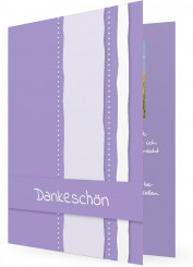 Dankeskarten für die Jugendweihe, lila Karte mit Streifen