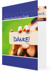 Dankeskarten Geburtstag Vorlage, Schild in Hand