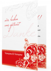 Dankeskarten zur Hochzeit, Rote Ornamente