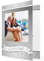 Dankeskarten zur Silberhochzeit, schlichte Ornamente in grau