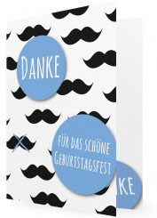 Dankkarte Geburtstag, Bart blau
