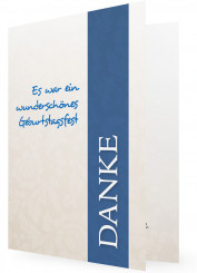 Dankkarten für Geburtstag, Klassische Karte mit blauem Balken