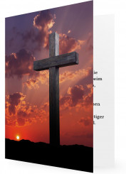 Dankkarten Trauer Vorlage, Kreuz im Abendrot