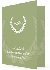 Danksagung für Geburtstag, Lorbeerkranz, olivgrün