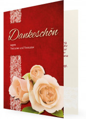 Danksagung Silberne Hochzeit, Rot mit Rose