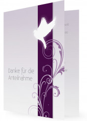 Danksagung Trauer, Taube mit Pflanzen, lila