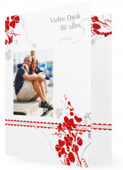 Danksagung zur Silberhochzeit, Floral, rot/grau