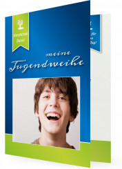 Danksagungen Jugendweihe Vorlagen, Band, grün/blau