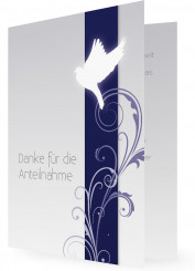 Danksagungen Trauer, Taube mit Pflanzen, blau