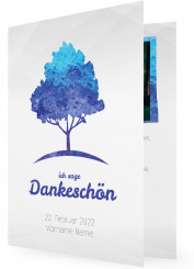 Danksagungen zur Jugendweihe Vorlagen, Baum in Blau