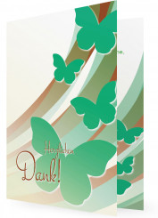 Danksagungskarte Kommunion, Schmetterlinge grün