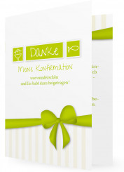 Danksagungskarte Konfirmation Vorlage, Schleife in grün