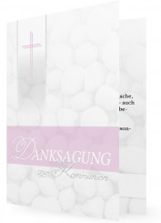 Danksagungskarten für Kommunion, Rosa mit Kiesel