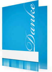 Danksagungskarten für Geburtstag, Blaue Karte mit Streifen unten