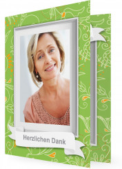 Danksagungskarten für Geburtstag, Grüne Karte mit Muster