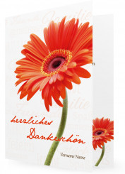Danksagungskarten Geburtstag, rote Gerbera