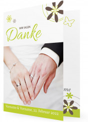 Danksagungskarten Hochzeit, Blumen und Schmetterlinge
