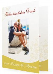 Danksagungskarten zur Silberhochzeit, Welle in Gold