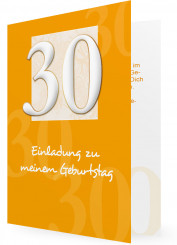 Einladung 30. Geburtstag, klassisch in Gelb-Orange mit Großer Zahl