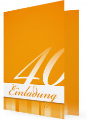 Einladung 40. Geburtstag, Vorlage ohne Foto in Orange/Pfirsich mit Streifen