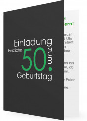 Einladung für 50. Geburtstag, Schrift grün