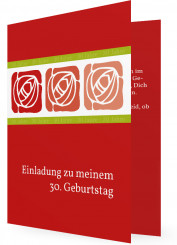 Einladung zum 30. Geburtstag, Rot mit drei Rosen