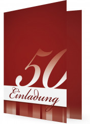 Einladung zum 50. Geburtstag, Rote Vorlagen ohne Bild, dezente Streifen