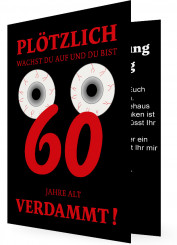 Einladung zum 60. Geburtstag, Plötzlich 60 Augen, schwarz