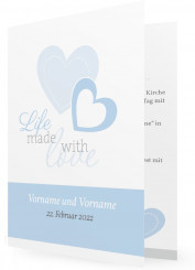 Einladung zur Hochzeit, Life made with love blau