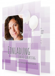 Einladungen 40. Geburtstag, Lila Kästchen