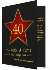 Einladungen 40. Geburtstag Vorlagen, Walk of fame
