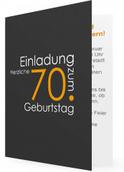Einladungen 70. Geburtstag Vorlage, Schrift orange