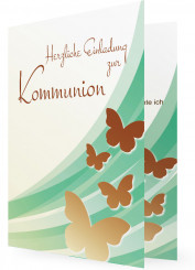Einladungen Erstkommunion, Schmetterlinge braun