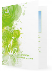 Einladungen für die Hochzeit, Weißes Ja auf Grünen Klecksen