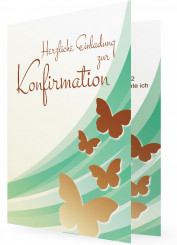 Einladungen für die Konfirmation, Schmetterlinge braun