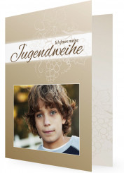 Einladungen Jugendweihe, Braun mit Weißer Weinranke