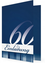 Einladungen zum 60. Geburtstag, Muster ohne Foto in Blau, Weiße 60